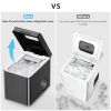 Portable Countertop Ice Maker Machine; 33lbs/24H; 9 Bullet Ice Cubes Self-Cleaning; Two Cube Sizes; LED Indicator; with Ice Scoop & Basket (Black)