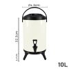 SOGA 10L Stainless Steel Insulated Milk Tea Barrel Hot and Cold Beverage Dispenser Container with Faucet White