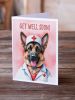 German Shepherd Get Well Soon Greeting Cards Pack of 8 Blank Cards with Envelopes Whimsical A7 Size 5x7 Blank Note Cards