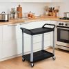 SOGA 2 Tier Food Trolley Portable Kitchen Cart Multifunctional Big Utility Service with wheels 845x430x940mm Black