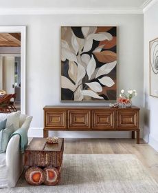 Original Leaves oil Painting On Canvas Wabi Sabi Textured Wall Art Abstract White Plants Painting Modern Wall Decor Living Room Home Decor (style: 01, size: 80x120cm)
