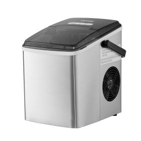 VEVOR Countertop Ice Maker, 9 Cubes Ready in 7 Mins, 26lbs in 24Hrs, Self-Cleaning Portable Ice Maker with Ice Scoop and Basket (Appearance: Stainless steel, Ice Making Capacity: 26 lbs/day)