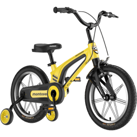 M-F800-14 inch Kids Bike for Girls and Boys, Magnesium Alloy Frame with Auxiliary Wheel, Kids Single Speed Cruiser Bike. (Color: Yellow)