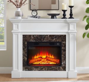 Electric Fireplace with Mantel, Fireplace Mantel, Fireplace Heater Freestanding, Realistic Stacked Stone Surround with Remote Control Timer LED Flame (Color: as Pic)