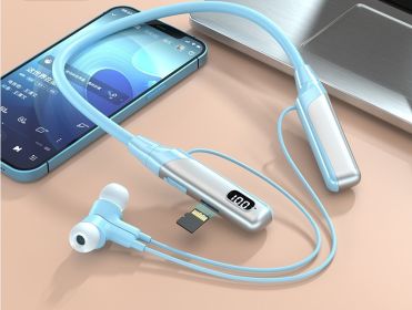 Bluetooth headset neck type ultra-long standby noise reduction for Apple Huawei 5.3 wireless in-ear sports headphones (Color: G125 blue)