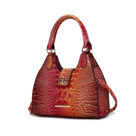 MKF Collection Ava Gradient Rainbow Faux Crocodile-Embossed Tote by Mia K (Material: Vegan Leather, Color: Coral)