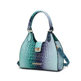 MKF Collection Ava Gradient Rainbow Faux Crocodile-Embossed Tote by Mia K (Material: Vegan Leather, Color: Turquoise)
