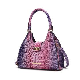 MKF Collection Ava Gradient Rainbow Faux Crocodile-Embossed Tote by Mia K (Material: Vegan Leather, Color: Pink)