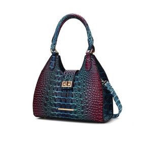 MKF Collection Ava Gradient Rainbow Faux Crocodile-Embossed Tote by Mia K (Material: Vegan Leather, Color: Blue)
