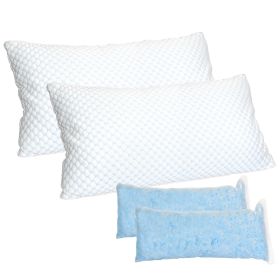 2 Pack Shredded Memory Foam Pillows Adjustable Cool Pillows with Extra Filling Machine Washable Cover for Side Back Stomach Sleepers (Quantity: 2PCS, size: King)