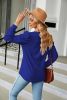 Women's top, shirt, casual shirt, bubble long sleeved waistband, V-neck