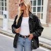 Women's denim jacket long sleeved fashionable button denim jacket with pockets